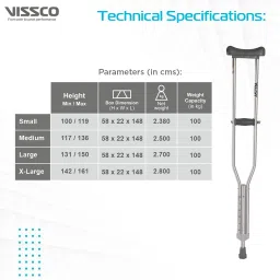 vissco ASTRA UNDER ARM CRUTCHES (PAIR) P.C.NO.0905 SIZE S,M,L,XL Leg Support Crutch Pad image 4