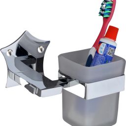 Glass Tumbler & Toothbrush Holder | Bathroom Organizer |Durable & Rust-Resistant 4 inch 1 Bar Towel Rod-39