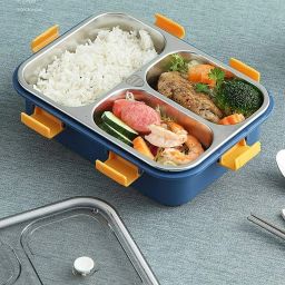 Insulated, Stainless Steel Tiffin Box for Boys, Girls, School & Office 3 Containers Lunch Box-image-69