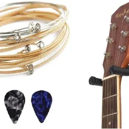 Guitar Wall Mount Hanger with 3 picks ,Strings for Acoustic Guitars Concert Ukelele Strings-12