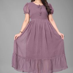 Women A-line Purple Midi/Calf Length Dress-image-4