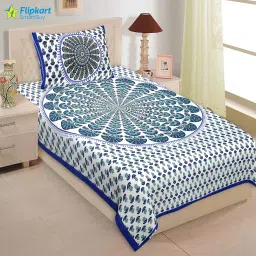 180 TC Cotton Single Jaipuri Prints Flat Bedsheet-13