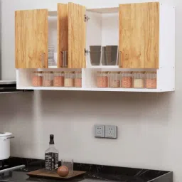 specialitypanels 4 Doors Modular Wall Mounted Kitchen Cabinet with Organizer Shelf in Plateau Apple Finish-picture-36