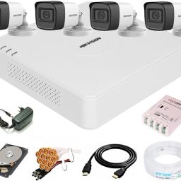 HIKVISION 4 Channal Turbo HD H.265 DVR,Outdoor Camera 1080P Turbo HD AUDIO 4Pcs,1 TB HDD Security Camera-image-0