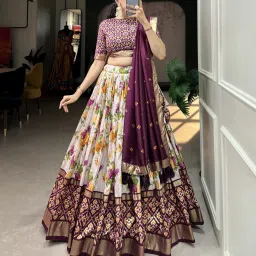 Floral Print Semi Stitched Lehenga Choli-image-69