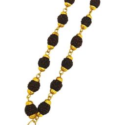 Bhagwan Mahadev 5 Mukhi Rudraksha 5 Mukhi Rudraksha Mala, Boy's,Unisex,Unisex Gold-plated Beads Brass, Wood Pendant Set-image-33