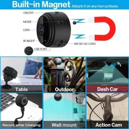 AVOIHS Mini Spy Camera Magnet WiFi Hidden Camera Wireless Portable Long Time Recording Security Camera image 3