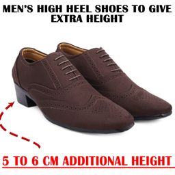 baxxico Men's Height Increasing Suede Brogue Lace-up Block Heel Shoe Boots For Men-picture-1