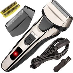 SDMS Men Rechargeable Shaver Dual Head Foil Razor Cordless Trimmer Bread Hair Clipper Grooming Kit 190 minRuntime 0 Length Settings-27
