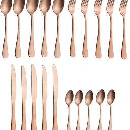 Classic Rose Gold Stainless Steel Spoon Set for Timeless Elegance of 5 (20Pcs) Stainless Steel Cutlery Set-image-93