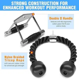 elebunny D Handle Cable Attachment and Tricep Pull Down Rope Lat Pulldown image 2