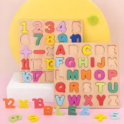 rainbowstore Learn,and Play: Wooden Puzzle Board Set-Alphabet, Numbers, and Shapes(Pack of 3) image 5