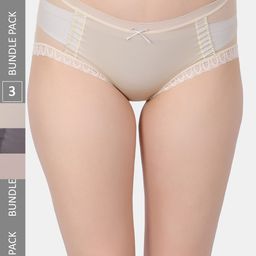 Amour Secret Pack of 3 Mid Rise Hipster Briefs-image-81