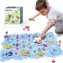 15 PCS Car Puzzle Track Set for Kids with A Cute Vehicle Toddler Puzzle Track-23