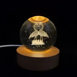 Love Flamingo 3D Crystal Ball Light for Home Decoration LED Wood Base Night Lamp-image-19
