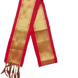 Self Design Polyester, Silk Men Red Scarf, Stole-picture-14