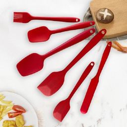 pbkn 6 Pc Silicone Spoon Spatula Jar Spatula Oil Brush for Puri Bhaji Counter Kitchen Tool Set-picture-40