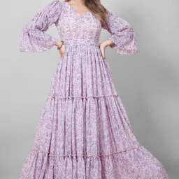 Printed Georgette Stitched Flared/A-line Gown-image-51
