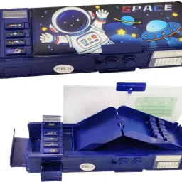 Space Password for Children (Astronaut), Many Function and Departments, Special Buttons Art Plastic Pencil Box-image-36