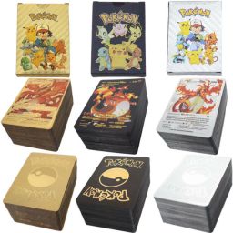 165 Pcs Poke-mon Playing Foil Cards, 55 Gold, 55 Silver & 55 Black for Kids-image-27