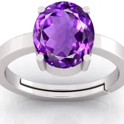 14.25 Ratti Amethyst Katela Adjustable Gemstone Ring With Lab Certificate Silver Amethyst Ring-4