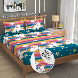 144 TC Cotton Double Cartoon Fitted (Elastic) Bedsheet-picture-27
