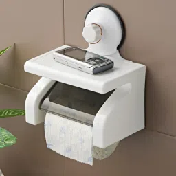 Toilet Paper Holder Tissue Roll Stand Box with Shelf Rack Bathroom Plastic Toilet Paper Holder-image-54