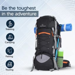 Rucksack Travel Backpack for Adventure Camping Trekking Bag with Rain Cover Rucksack - 65 L-image-1