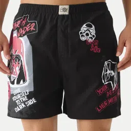 Graphic Print Men Black Boxer Shorts-image-18
