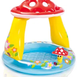 ® Original Inflatable Mushroom Shaped Baby Pool With Sunshade Inflatable Swimming Pool-image-1