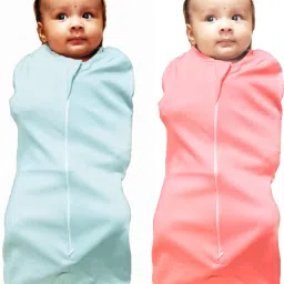 POD/Swaddle/Sleeping Bag/Sack for NewbornBaby 0-3 months PK-2 Light Blue+Peach Sleeping Bag-image-62