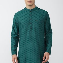 peter england Men Printed Cotton Blend Straight Kurta-picture-26