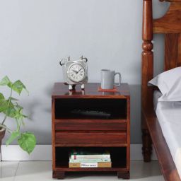 woodsworth from pepperfry Segur Sheesham Wood Bedside Table In Honey Oak Finish With Drawer-picture-31