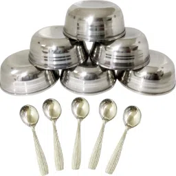 12 pcs stainless steel Daal/ soup bowls with soup spoons Bowl Serving Set-15