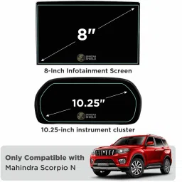 spartan shield Screen Guard for MAHINDRA SCORPIO N 2022-Running || INFOTAINMENT SYSTEM 8 INCH & INSTRUMENT CLUSTER Protector || Car TouchScreen Display Accessories ScorpioN [Not Tempered Glass] (2xScreenCombo) image 2