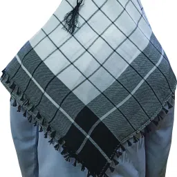 Checkered Cotton Rayon Blend Men Grey Scarf-image-49