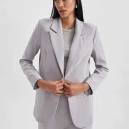 Women Solid Single Breasted Casual Blazer-image-25