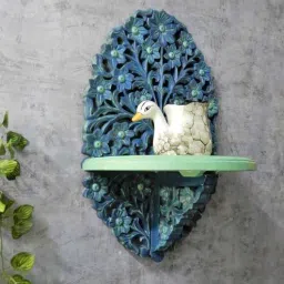 Mint Green & Blue Vintage Looks Handmade Carving Pooja Shelf By Disoo Fashions-picture-30