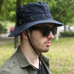 AlexVyan Casual Beach Hat SunVisor Hat for Gents UV Protection Wide Brim Summer Hat Cap-image-93