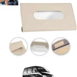 Beige Leatherite Rectangle Shape Fancy Design Tissue Dispencer For Car-222 Vehicle Tissue Dispenser-image-89