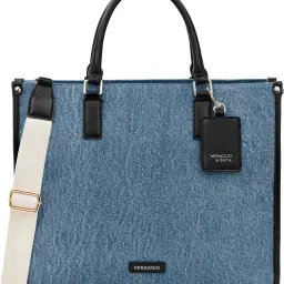 Black, Blue Women Tote Denice Denim Tote Bag with Detachable & Adjustable Crossbody Strap-image-3