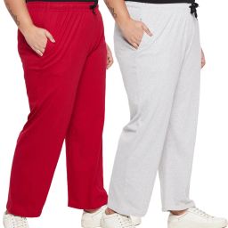 Pack of 2 Solid Cotton Plus Size Women Pyjama-image-3