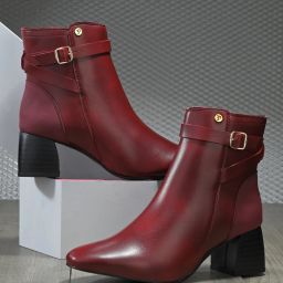 El Paso Women Cherry Faux Leather Casual Chelsea Boots Boots For Women-image-52