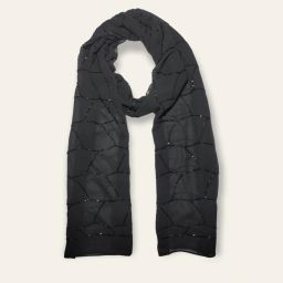 Embroidered Georgette Women Black Fancy Scarf-image-83