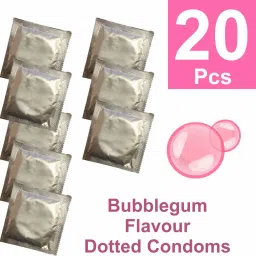 bubblegum flavour dotted condoms 20 Pcs. Condom-20
