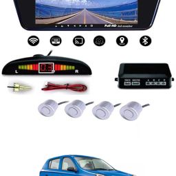 7inch Full HD LED Car Video Monitor+Reverse Car Parking Sensor White-12 Multicolor LED-2