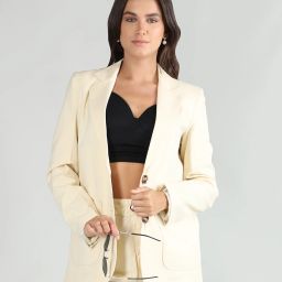 Women Solid Single Breasted Casual Blazer-image-92