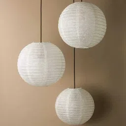 10 Pc RoundPaper Hanging Lantern (25 cm X 25 cm, Pack of 10) White Paper Hanging Lantern-picture-39
