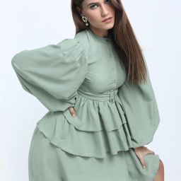Women Skater Green Above Knee/Mid Thigh Length Dress-image-65