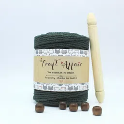 | 3ply Twisted Cotton Macrame Cord (100 M, 3mm) | Art&Craft - Bottle Green Bottle Green-8